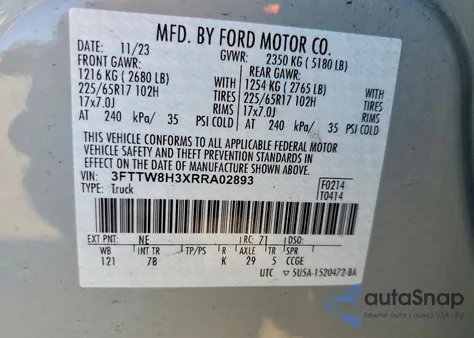 2024 Ford Maverick Xlt z USA, uszkodzony, nr VIN 3FTTW8H3XRRA02893